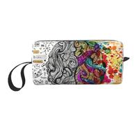 Borsa per il trucco con stampa del cervello sinistro e destro, borsa per cosmetici resistente, borsa da viaggio per il trucco, regalo essenziale per donne e uomini, bianco, Taglia unica