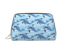 Borsa per il trucco con stampa delfino oceano, borsa per cosmetici da viaggio per donne, custodia per trucco in pelle di grande capacità, organizer per trucchi, graziosa custodia per trucchi