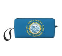 Borsa per il trucco con stampa della bandiera del Sud Dakota, borsa per cosmetici resistente, borsa da viaggio per il trucco, regalo essenziale per donne e uomini, bianco, Taglia unica