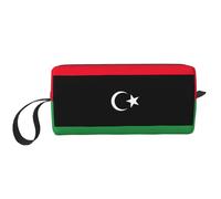 Borsa per il trucco con stampa della bandiera della Libia, borsa per cosmetici resistente, borsa da viaggio per il trucco, regalo essenziale per donne e uomini, bianco, Taglia unica
