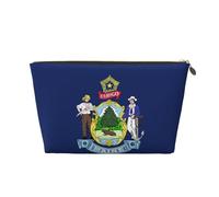 Borsa per il trucco con stampa della bandiera dello stato del Maine per le donne borsa da toilette da viaggio in pelle impermeabile per articoli da toeletta borsa cosmetica, Oro, Taglia unica, Beauty