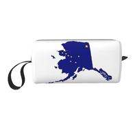 Borsa per il trucco con stampa della mappa dello stato dell'Alaska, borsa per cosmetici resistente, borsa da viaggio per il trucco, regalo essenziale per donne e uomini, bianco, Taglia unica