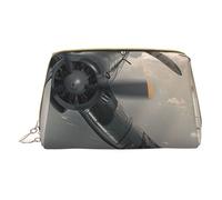 Borsa per il trucco con stampa di aeroplano della seconda guerra mondiale, piccola borsa per il trucco portatile in pelle borsa da viaggio con cerniera per cosmetici organizer per donne