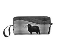 Borsa per il trucco con stampa di agnello di pecora, borsa per cosmetici resistente, borsa da viaggio per il trucco, regalo essenziale per donne e uomini, bianco, Taglia unica