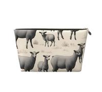 Borsa per il trucco con stampa di agnello di pecora carina per le donne borsa da toilette da viaggio in pelle impermeabile per articoli da toeletta borsa cosmetica, Oro, Taglia unica, Beauty case