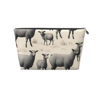 Borsa per il trucco con stampa di agnello di pecora carina per le donne borsa da toilette da viaggio in pelle impermeabile per articoli da toeletta borsa cosmetica, Argento, Taglia unica, Beauty case