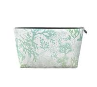 Borsa per il trucco con stampa di alghe marine verdi per le donne borsa da toilette da viaggio in pelle impermeabile per articoli da toeletta borsa cosmetica, Argento, Taglia unica, Beauty case