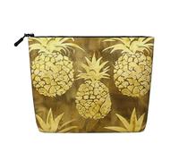 Borsa per il trucco con stampa di ananas oro borsa cosmetica carina per le donne sacchetto di trucco borsa da viaggio borsa da toilette per signora, Nero , Taglia unica