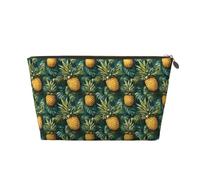 Borsa per il trucco con stampa di ananas tropicale, borsa cosmetica da viaggio per donne, graziosa custodia per trucco in pelle