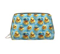 Borsa per il trucco con stampa di anatra carina e nuotata, borsa per cosmetici da viaggio da donna, custodia per trucco in pelle di grande capacità, organizer per trucchi, graziosa custodia per