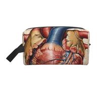 Borsa per il trucco con stampa di animali marini, da donna, da viaggio, organizer per articoli da toeletta, grande capacità, con manico, Grafico Cuore Anatomia Umana, Taglia unica, Astuccio per