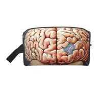 Borsa per il trucco con stampa di animali marini, da donna, da viaggio, organizer per articoli da toeletta, grande capacità, con manico, Cervello umano, Taglia unica, Astuccio per trucchi