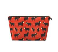 Borsa per il trucco con stampa di asino nero, borsa da toilette da viaggio per donne, graziosa borsa organizer per trucco in pelle