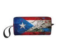 Borsa per il trucco con stampa di bandiera di Puerto Rico, borsa per cosmetici resistente, borsa da viaggio per il trucco, regalo essenziale per donne e uomini, bianco, Taglia unica