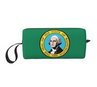 Borsa per il trucco con stampa di bandiera Washington, borsa per cosmetici resistente, borsa da viaggio per il trucco, regalo essenziale per donne e uomini, bianco, Taglia unica