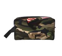 Borsa per il trucco con stampa di bandiere americane mimetiche carino borsa cosmetica per le donne pochette da viaggio borsa da toilette per signora