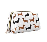 Borsa per il trucco con stampa di bassotto Weiner Pet Dogs Borsa da toilette versatile borsa cosmetica di grande capacità per le donne, bianco, Taglia unica, Beauty case
