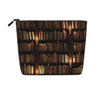 Borsa per il trucco con stampa di biblioteca misteriosa per la stanza del libro Borsa cosmetica per le donne Borsa per il trucco da viaggio di grande capacità Sacchetto