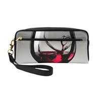 Borsa per il trucco con stampa di bicchieri di vino, da donna, impermeabile, per articoli da toeletta, scuola, ufficio, viaggi, uso quotidiano