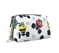 Borsa per il trucco con stampa di camion mostro carino borsa da toilette versatile borsa cosmetica di grande capacità per le donne, bianco, Taglia unica, Beauty case