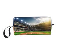 Borsa per il trucco con stampa di campo da baseball verde, borsa per cosmetici resistente, borsa da viaggio per il trucco, regalo essenziale per donne e uomini, bianco, Taglia unica