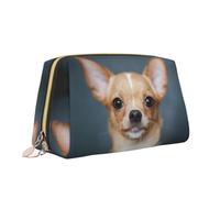 Borsa per il trucco con stampa di cane carino divertente borsa da toilette versatile borsa cosmetica di grande capacità per le donne, bianco, Taglia unica, Beauty case