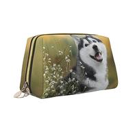 Borsa per il trucco con stampa di cani husky carino borsa da toilette versatile borsa cosmetica di grande capacità per le donne, bianco, Taglia unica, Beauty case