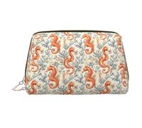 Borsa per il trucco con stampa di cavalluccio marino, borsa per cosmetici da viaggio da donna, custodia per trucco in pelle di grande capacità, organizer per trucchi, graziosa custodia per trucchi