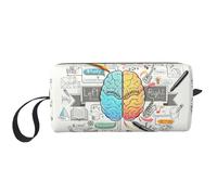 Borsa per il trucco con stampa di cervello umano, borsa per cosmetici resistente, borsa da viaggio per il trucco, regalo essenziale per donne e uomini, bianco, Taglia unica
