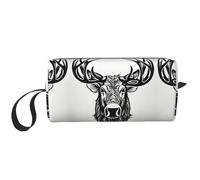 Borsa per il trucco con stampa di cervo, borsa per cosmetici resistente, borsa da viaggio per il trucco, regalo essenziale per donne e uomini, bianco, Taglia unica