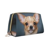 Borsa per il trucco con stampa di chihuahua carina borsa da toilette versatile portatile borsa cosmetica di grande capacità per le donne, bianco, Taglia unica, Beauty case