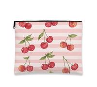 Borsa per il trucco con stampa di ciliegie, bella ciliegie rosse, borsa da viaggio da donna, organizer portatile in tela con cerniera, ideale come regalo per festival estivi, pesca