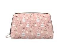 Borsa per il trucco con stampa di coniglietto e margherite, borsa per cosmetici da viaggio da donna, custodia per trucco in pelle di grande capacità, organizer per trucchi, graziosa custodia per