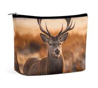 Borsa per il trucco con stampa di corna di cervo rosso, organizer pieghevole per cosmetici, borsa per il trucco da viaggio portatile per viaggi di lavoro