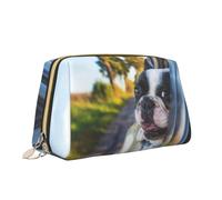 Borsa per il trucco con stampa di cucciolo di cane Boston Terrier Borsa da toilette versatile borsa da toilette grande capacità per donne, bianco, Taglia unica, Beauty case
