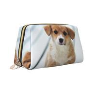 Borsa per il trucco con stampa di cucciolo di cane carino borsa da toilette versatile borsa cosmetica di grande capacità per le donne, bianco, Taglia unica, Beauty case