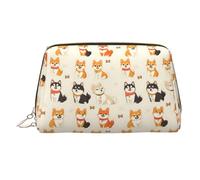 Borsa per il trucco con stampa di cucciolo di cartone animato, trousse da viaggio per articoli da toeletta da donna, custodia per trucco in pelle di grande capacità, organizer per trucchi, carino