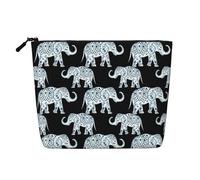 Borsa per il trucco con stampa di elefante azteco per le donne Borsa per il trucco da viaggio di grande capacità Sacchetto della