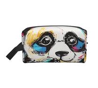 Borsa per il trucco con stampa di fagiano con cane da donna, organizer da viaggio per trucchi e articoli da toeletta, grande capacità, con manico, Simpatico panda, Taglia unica, Astuccio per trucchi