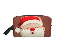 Borsa per il trucco con stampa di fagiano con cane da donna, organizer da viaggio per trucchi e articoli da toeletta, grande capacità, con manico, Simpatico Babbo Natale., Taglia unica, Astuccio per