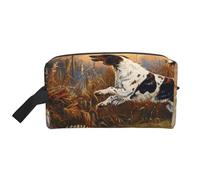 Borsa per il trucco con stampa di fagiano con cane da donna, organizer da viaggio per trucchi e articoli da toeletta, grande capacità, con manico, Fagiano cattura del cane, Taglia unica, Astuccio per