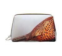 Borsa per il trucco con stampa di fagiano rosso, organizer da viaggio per pennelli cosmetici, custodia in pelle per trucco con cerniera, borsa da toilette per donne, bianco, taglia unica, bianco,