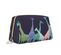 Borsa per il trucco con stampa di fan della giraffa colorata Borsa da toilette versatile portatile Borsa cosmetica di grande capacità per le donne, bianco, Taglia unica, Beauty case