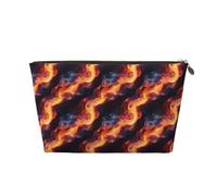 Borsa per il trucco con stampa di fiamme blu e rosse, borsa cosmetica da viaggio per donne, graziosa custodia per trucco in pelle