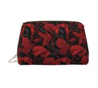 Borsa per il trucco con stampa di fiore rosso serpente nero, borse per cosmetici da viaggio borse da toilette per donne, custodia per trucco in pelle di grande capacità, organizer per trucchi, carino