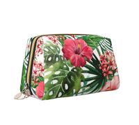 Borsa per il trucco con stampa di fiori di ibisco borsa da toilette versatile borsa cosmetica di grande capacità per le donne, bianco, Taglia unica, Beauty case