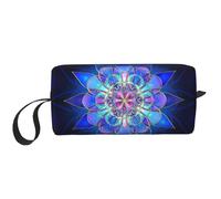Borsa per il trucco con stampa di fiori di loto bohémien, borsa per cosmetici resistente, borsa da viaggio per il trucco, regalo essenziale per donne e uomini, bianco, Taglia unica