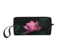 Borsa per il trucco con stampa di fiori di loto, borsa per cosmetici resistente, borsa da viaggio per il trucco, regalo essenziale per donne e uomini, bianco, Taglia unica
