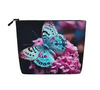 Borsa per il trucco con stampa di fiori e farfalle sole per le donne Borsa per il trucco da viaggio di grande capacità Sacchetto con cerniera