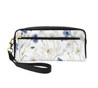 Borsa per il trucco con stampa di fiori e fiordalisi margherite per le donne sacchetto impermeabile per articoli da toeletta scuola ufficio viaggi uso quotidiano